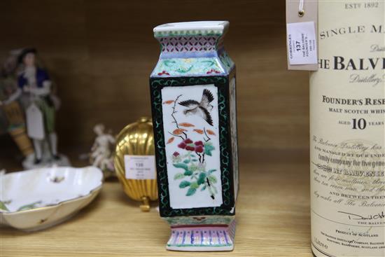 A Chinese famille rose square vase, late 19th century 9.75in.